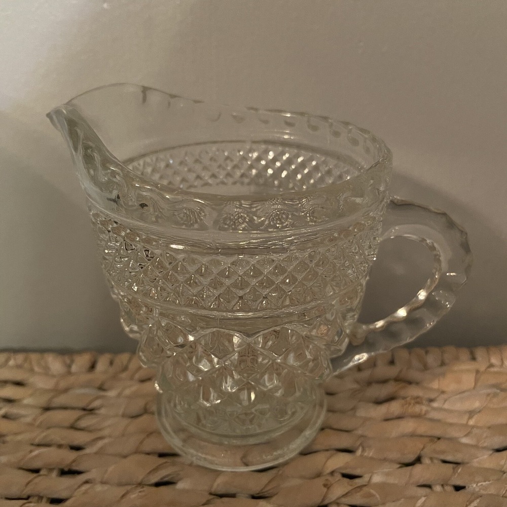 Vintage Anchor Hocking Wexford Pattern Clear Crystal Creamer‎ Pitcher